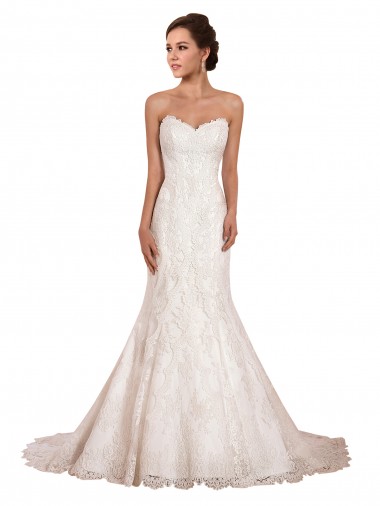 Lace Mermaid Chapel Train Sleeveless Sexy Wedding Dress Cairns