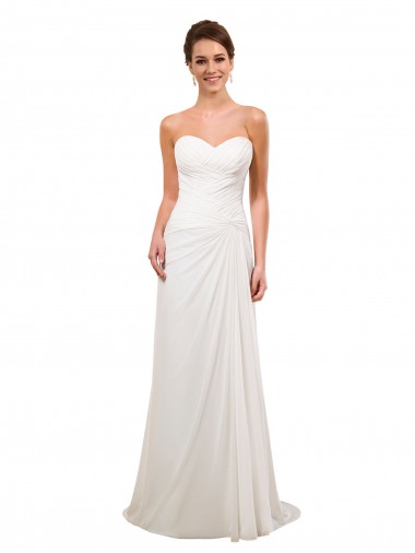 Soft Chiffon Sheath Chapel Train Sleeveless Wedding Gowns Cairns