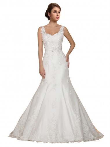 Lace Mermaid Chapel Train Cap Sleeves Ivory Wedding Dress Cairns