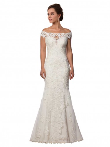 Lace Mermaid Chapel Train Cap Sleeves Ivory Boho Wedding Dress Cairns