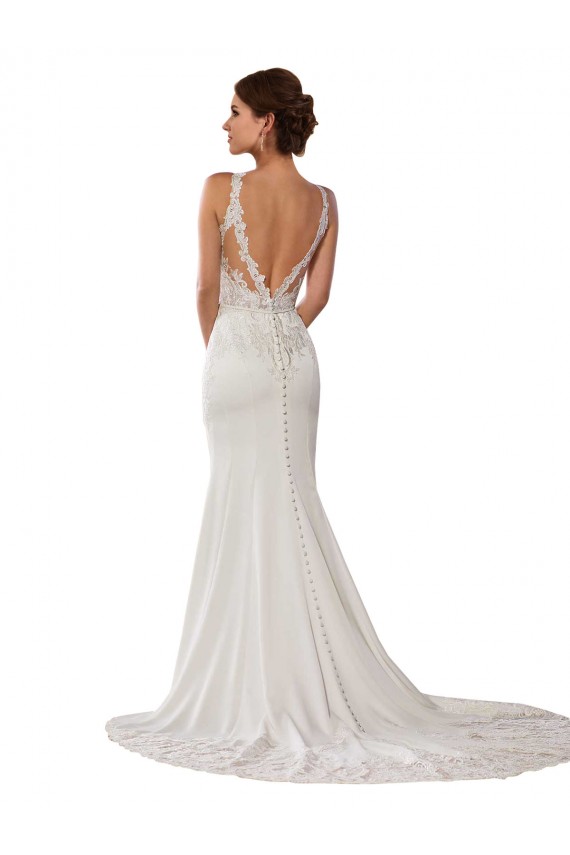 Lace Sheath Chapel Train Sleeveless V-Back Modern Wedding Dress Cairns