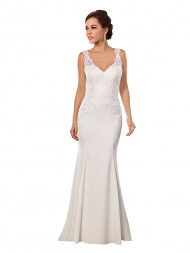 Lace & Stretch Crepe Mermaid Chapel Train Sleeveless Sexy Wedding Dress Cairns