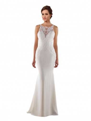 Lace & Stretch Crepe Mermaid Sweep Train Sleeveless Modern Wedding Dress Cairns