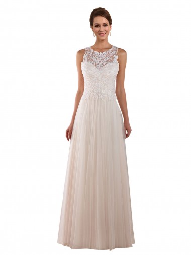 Tulle & Lace A-Line Chapel Train Sleeveless Boho Wedding Dress Cairns