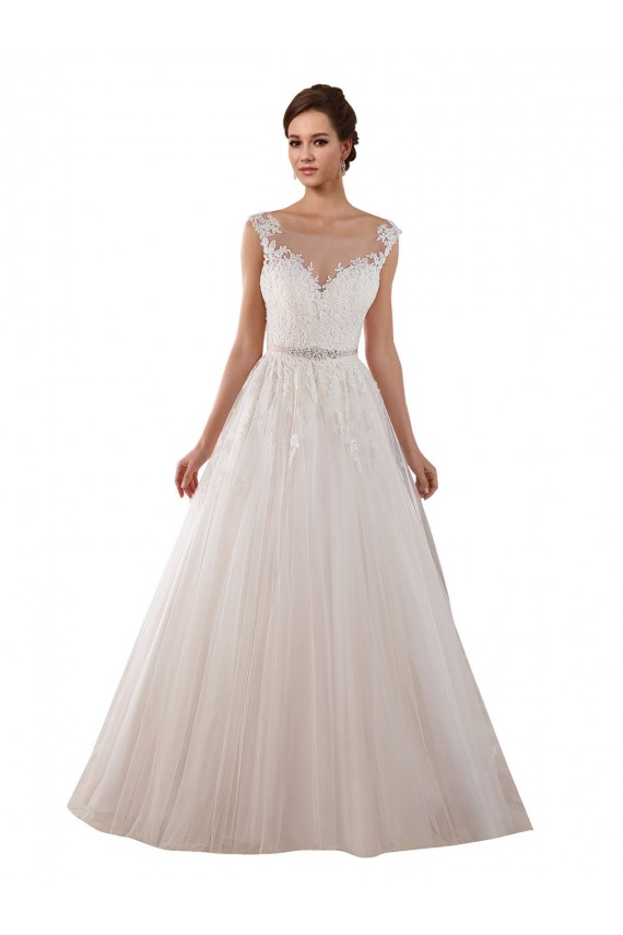 Tulle & Lace Ball Gown Chapel Train Sleeveless Keyhole Back Wedding Dress Cairns
