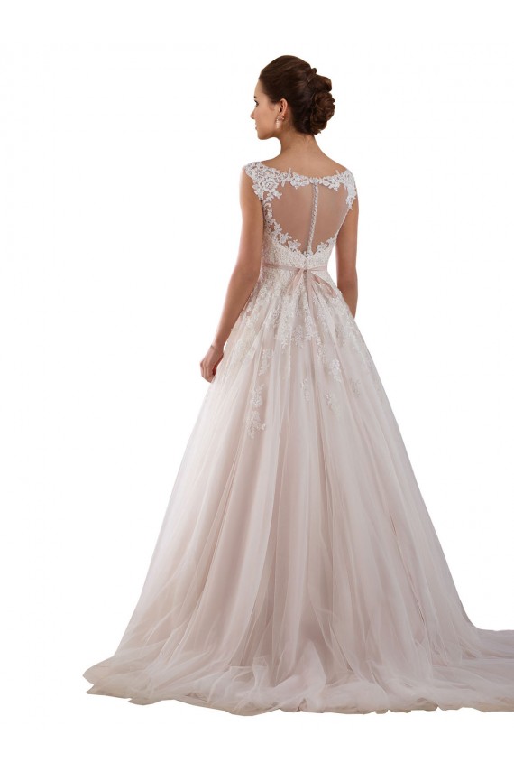 Tulle & Lace Ball Gown Chapel Train Sleeveless Keyhole Back Wedding Dress Cairns