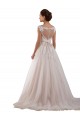 Tulle & Lace Ball Gown Chapel Train Sleeveless Keyhole Back Wedding Dress Cairns