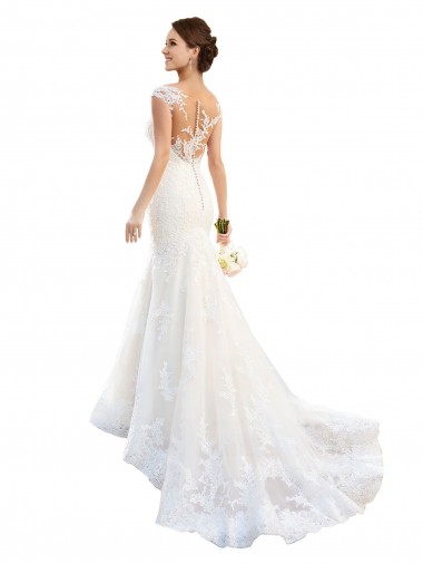Lace Mermaid Chapel Train Cap Sleeves Wedding Dress Cairns