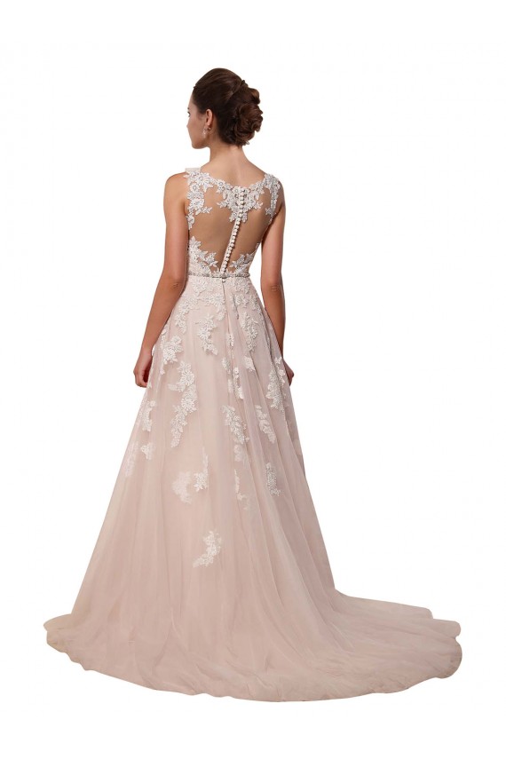 Tulle & Lace A-Line Chapel Train Sleeveless Sweetheart Wedding Dress Cairns