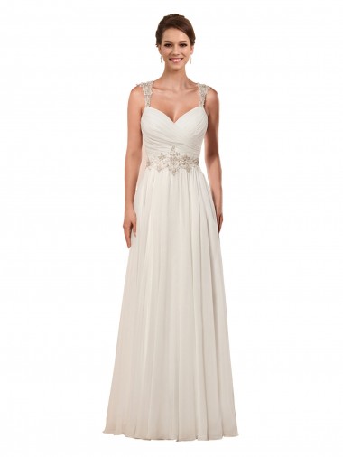 Soft Chiffon Sheath Chapel Train Sleeveless Keyhole Back Wedding Dress Cairns