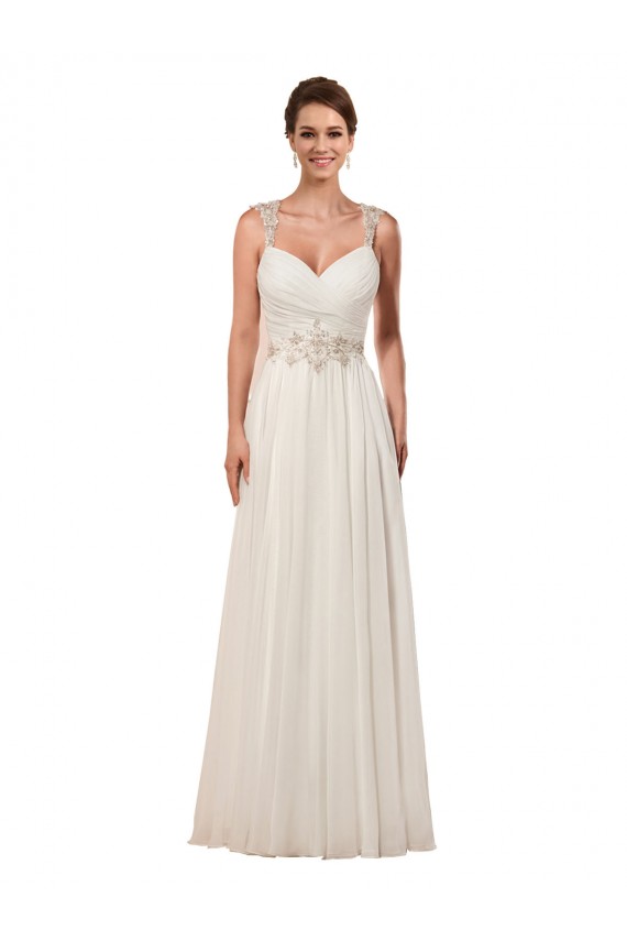 Soft Chiffon Sheath Chapel Train Sleeveless Keyhole Back Wedding Dress Cairns