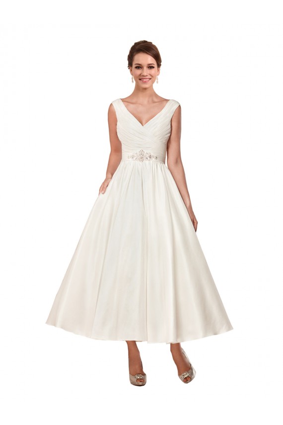 Satin A-Line Ankle Length Sleeveless Wedding Dress Cairns