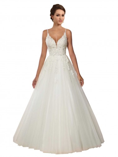 Tulle & Lace Ball Gown Chapel Train Sleeveless Boho Wedding Dress Cairns
