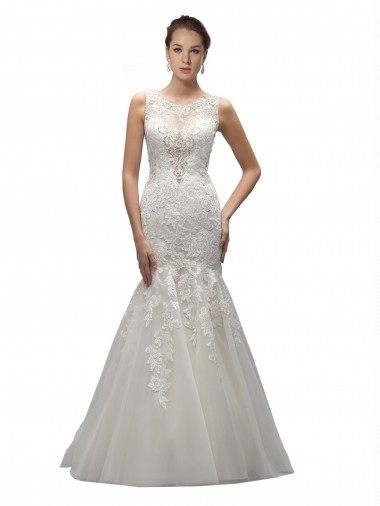 Tulle & Lace Mermaid Sweep Train Sleeveless Wedding Dress Cairns