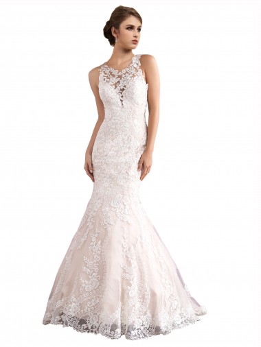 Tulle & Lace Mermaid Cathedral Train Sleeveless Wedding Dress Cairns