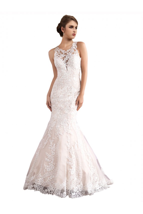 Tulle & Lace Mermaid Cathedral Train Sleeveless Wedding Dress Cairns