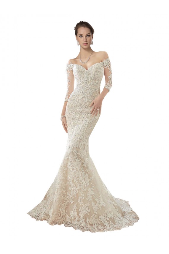 Tulle & Lace Mermaid Chapel Train Long Sleeves Wedding Dress Cairns