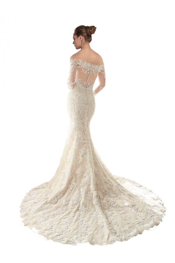 Tulle & Lace Mermaid Chapel Train Long Sleeves Wedding Dress Cairns