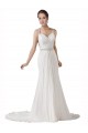 Soft Chiffon Sheath Chapel Train Sleeveless Beach Wedding Dress Cairns