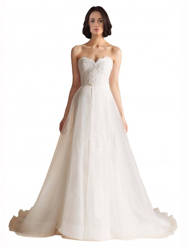 Tulle A-Line Sweep Train Sleeveless Low Back Bridal Wedding Dress Cairns