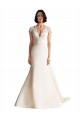 Satin A-Line Chapel Train Cap Sleeves Keyhole Back Wedding Dress Cairns