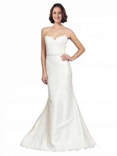 Satin & Lace Trumpet Chapel Train Sleeveless Wedding Dress Cairns