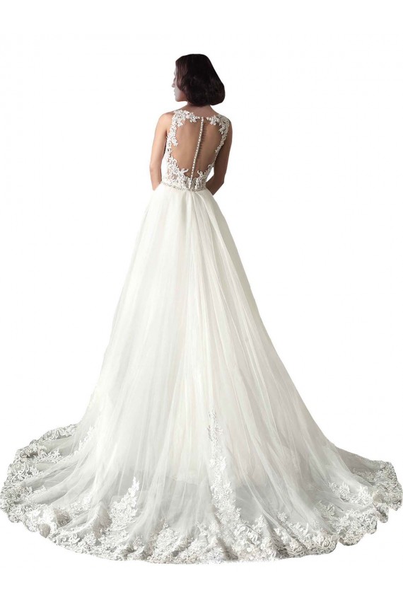 Tulle & Lace Mermaid Chapel Train Sleeveless Wedding Dress Cairns