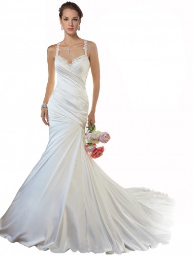 Satin Mermaid Chapel Train Sleeveless Beach Wedding Gowns Cairns