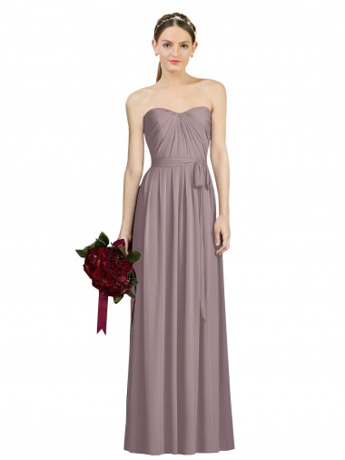 Soft Chiffon A-Line Long Sleeveless Dusty Rose Bridesmaid Gowns Cairns