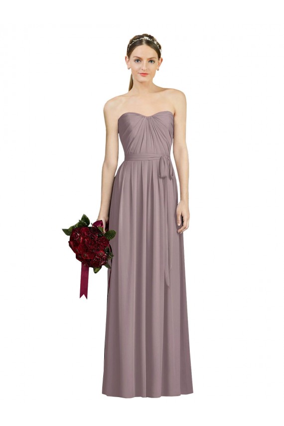 Soft Chiffon A-Line Long Sleeveless Dusty Rose Bridesmaid Gowns Cairns