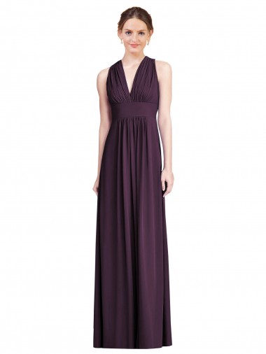 Soft Chiffon A-Line Long Sleeveless Grape Bridesmaid Dress Cairns