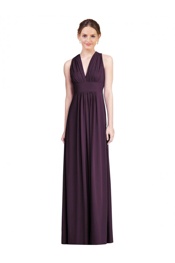 Soft Chiffon A-Line Long Sleeveless Grape Bridesmaid Dress Cairns