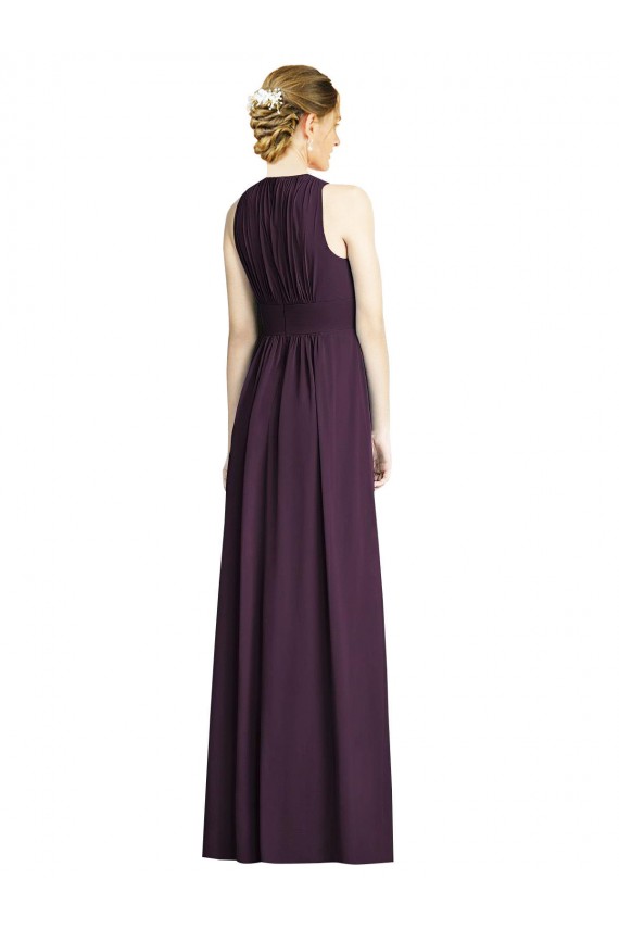 Soft Chiffon A-Line Long Sleeveless Grape Bridesmaid Dress Cairns