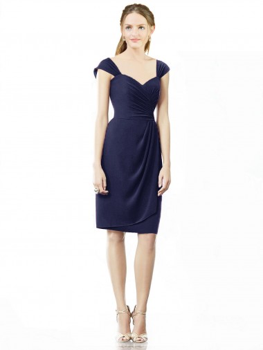 Soft Chiffon Sheath Knee Length Cap Sleeves Bridesmaid Dress Cairns