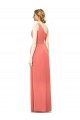 Soft Chiffon A-Line Long Coral Bridesmaid Dress Cairns