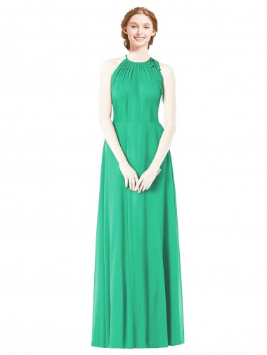 Soft Chiffon A-Line Long Sleeveless Emerald Green Bridesmaid Dress Cairns