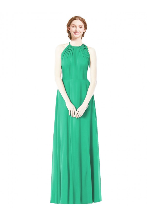 Soft Chiffon A-Line Long Sleeveless Emerald Green Bridesmaid Dress Cairns