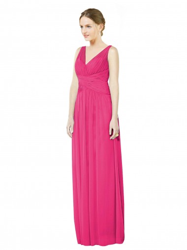 Soft Chiffon A-Line Long Sleeveless Open Back Azalea Bridesmaid Dresses Cairns