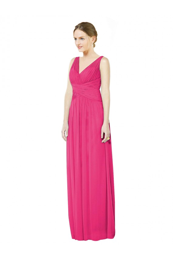 Soft Chiffon A-Line Long Sleeveless Open Back Azalea Bridesmaid Dresses Cairns