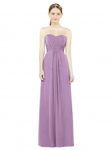 Soft Chiffon A-Line Long Sleeveless Dark Lavender Bridesmaid Dress Cairns