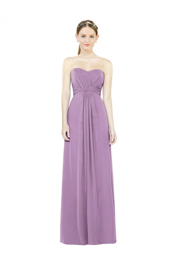 Soft Chiffon A-Line Long Sleeveless Dark Lavender Bridesmaid Dress Cairns