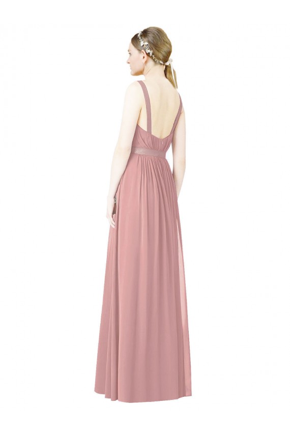 Soft Chiffon A-Line Long Sleeveless Dusty Pink Bridesmaid Dress Cairns