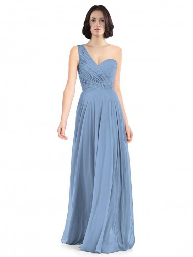 Soft Chiffon A-Line Long Sleeveless Dusty Blue Formal Dress / Bridesmaid Dress Cairns