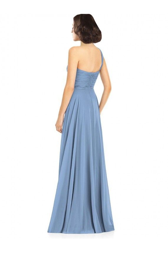 Soft Chiffon A-Line Long Sleeveless Dusty Blue Formal Dress / Bridesmaid Dress Cairns