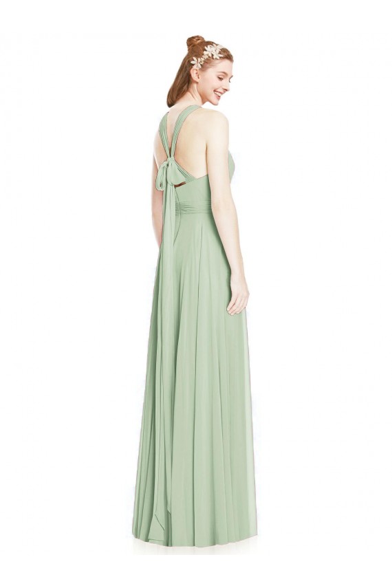 Chiffon A-Line Long Sleeveless Sage Bridesmaid Dress / Evening Dress Cairns