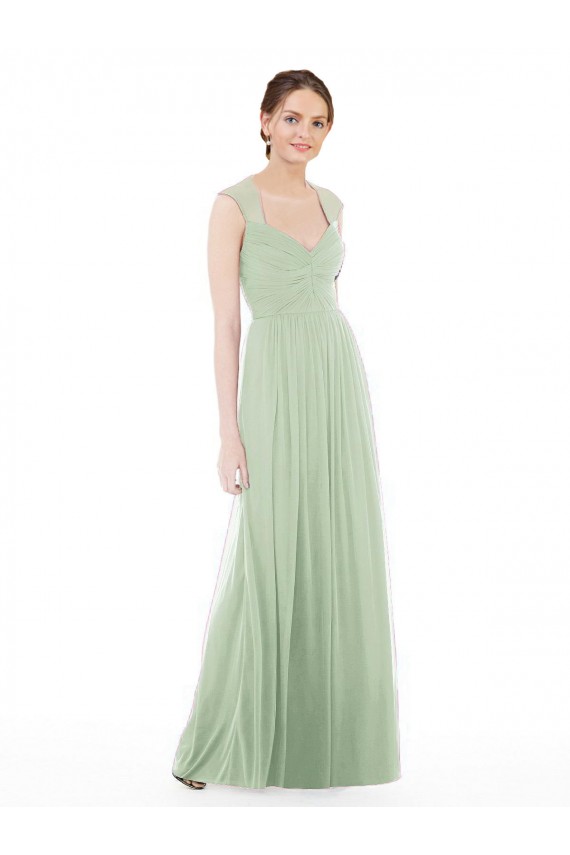 Soft Chiffon A-Line Long Cap Sleeves Sage Formal Dress / Bridesmaid Dress Cairns