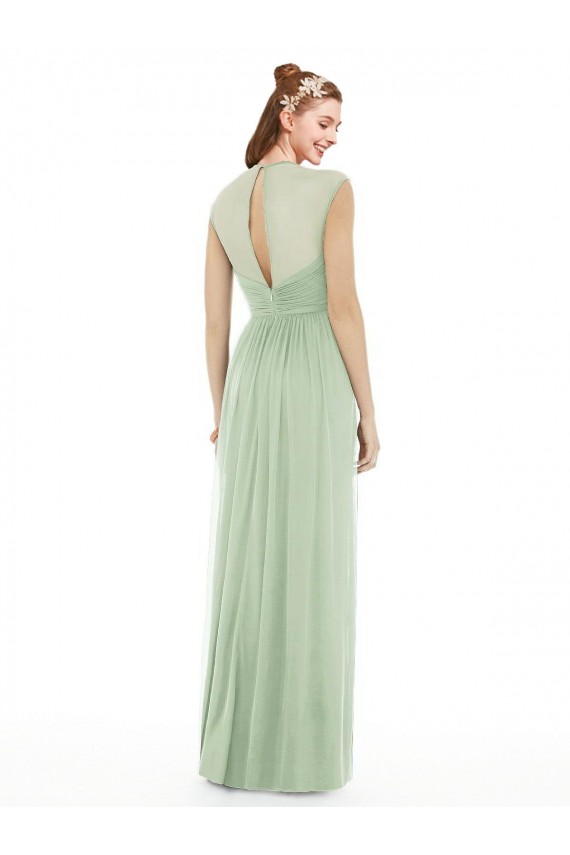 Soft Chiffon A-Line Long Cap Sleeves Sage Formal Dress / Bridesmaid Dress Cairns