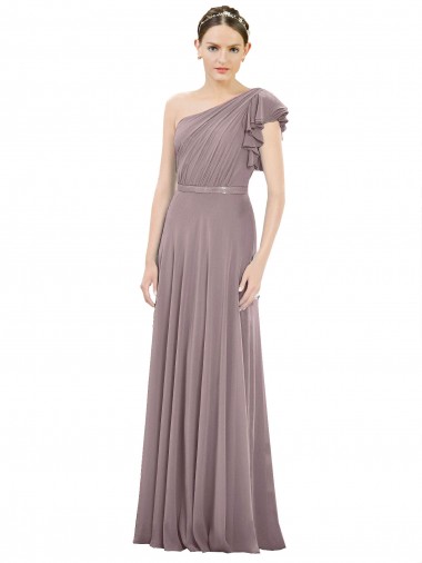 Soft Chiffon A-Line Long Sleeveless Dusty Rose Bridesmaid Dress Cairns
