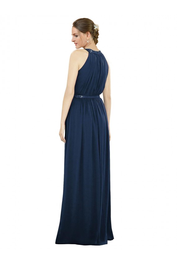 Soft Chiffon A-Line Long Sleeveless Dark Navy Bridesmaid Dresses Cairns