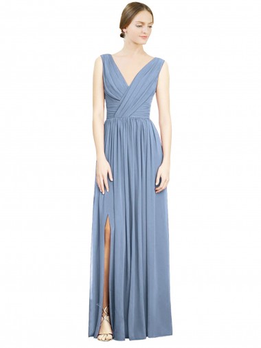 Soft Chiffon A-Line Long Sleeveless V-Neck Evening Dresses Cairns